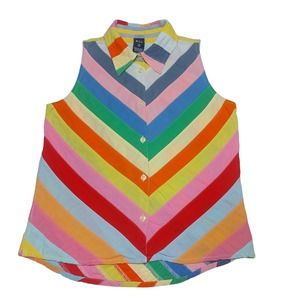 Vintage GAP Kids "Woodstock" rainbow sleeveless button-down shirt